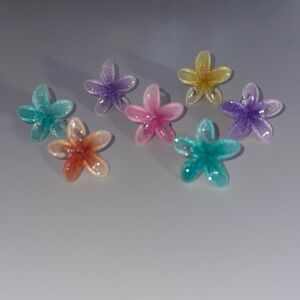 7count Hawaiin pastel flower hair clips